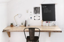 DIY live edge wall-mounted desk