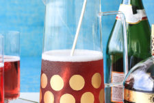 DIY pitcher with removable gold polka dots