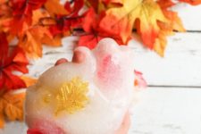 DIY fall slime with fall leaves and no Borax