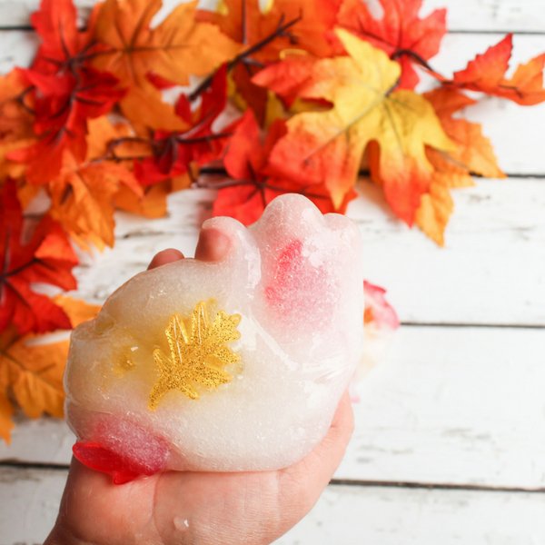 DIY fall slime with fall leaves and no Borax (via www.thefrugalnavywife.com)