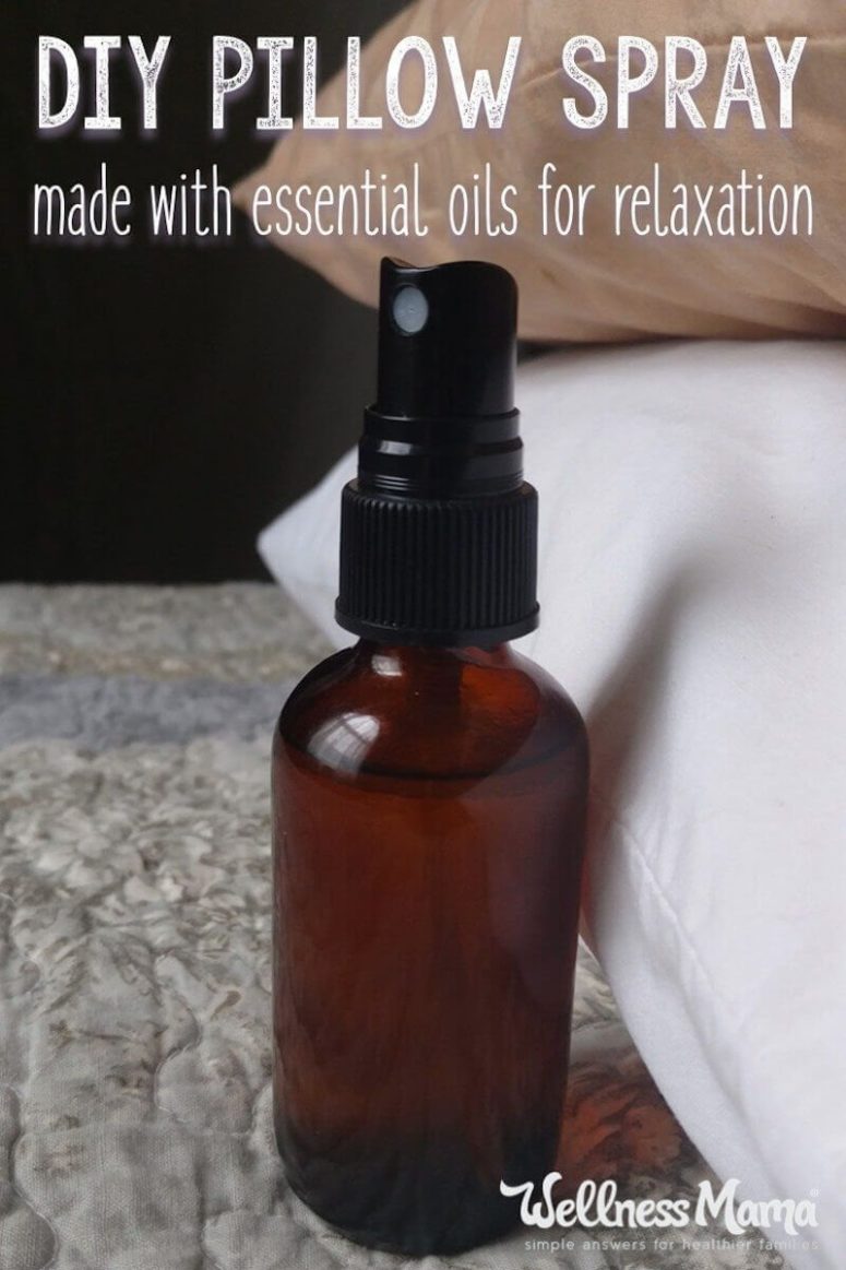 DIY relaxing pillow spray with essential oils (via wellnessmama.com)