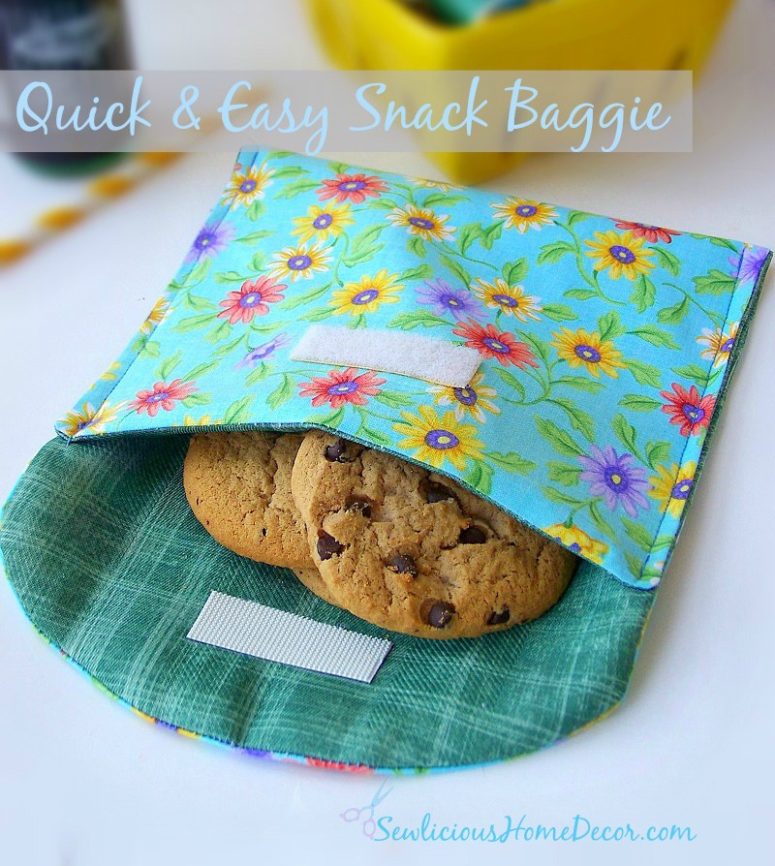 DIY quick and easy DIY floral snack bag (via sewlicioushomedecor.com)