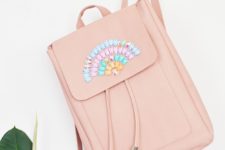 DIY pastel backpack with rainbow crystals
