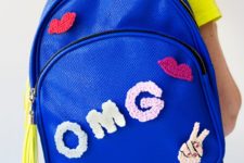 DIY colorful backpack upgraded with crochet details