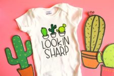 DIY cactus Lookin Sharp baby onesie