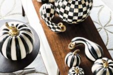 04 black and white checked and striped pumpkins for stylish and timeless Halloween decor