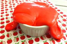 DIY bright red apple jiggly slime