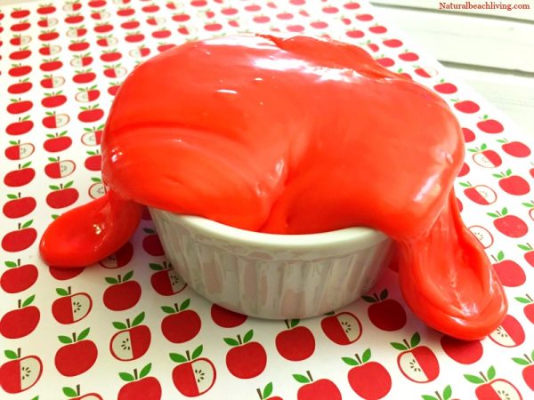 DIY bright red apple jiggly slime