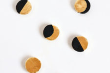 DIY black and gold moon phase magnets