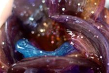 DIY colorful and dark galaxy slime with stars
