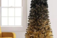 02 a bold gradient black to gold pre-lit Christmas tree is a gorgeous holiday statement in decor