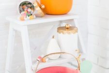 22 a pastel Halloween candy buffet for those who come for a trick or treat