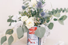 DIY neutral winter floral arrangement with thistles