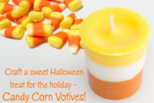 DIY candy corn votives for Halloween