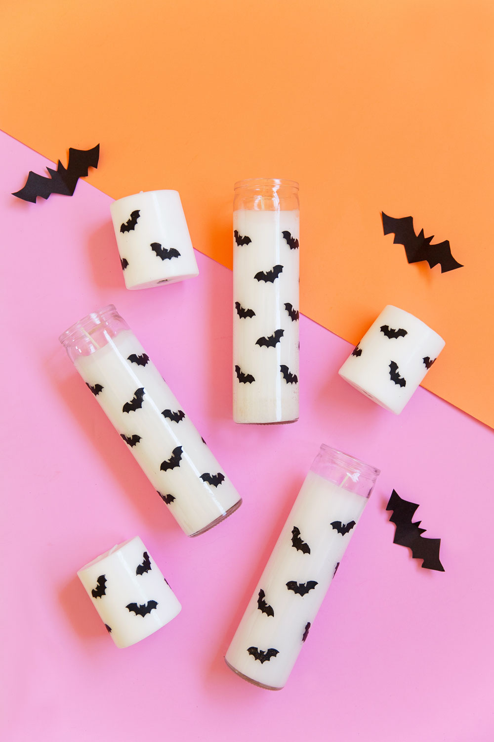 DIY stamped black candles for Halloween