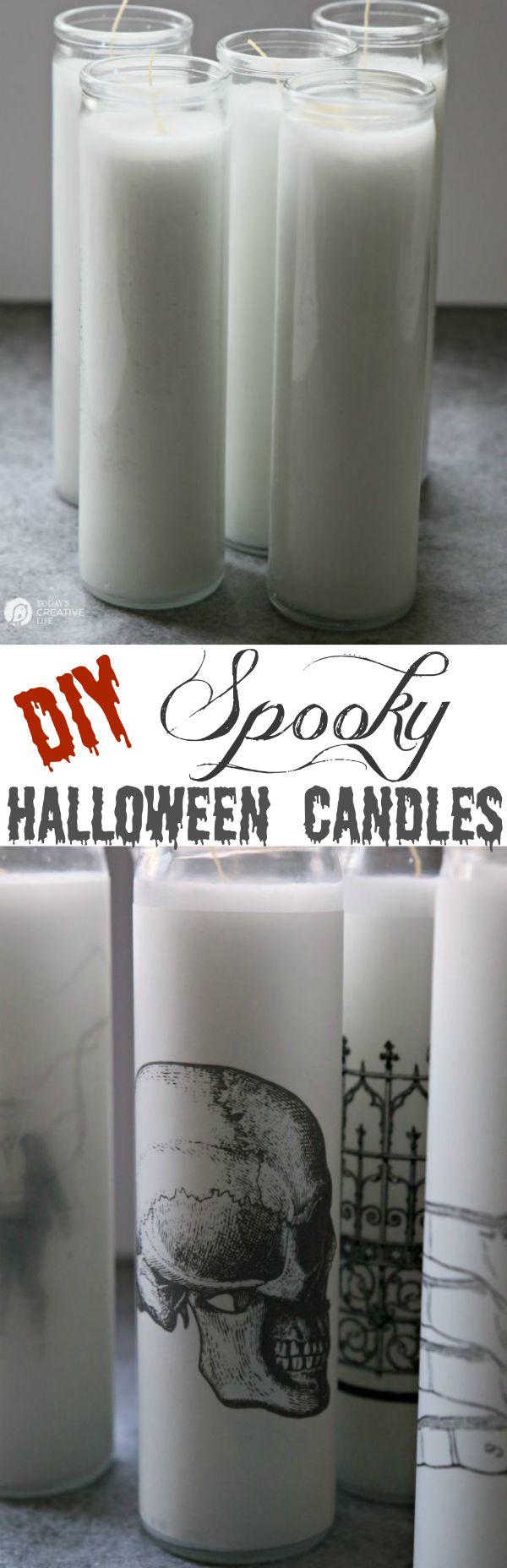 DIY spooky candles with skulls and bones