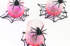 DIY last-minute hot glue spiderweb coasters