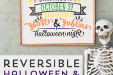 DIY reversible Halloween and Thanksgiving sign