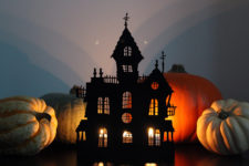 DIY haunted house decoration and candleholder for Halloween