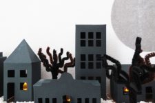 DIY paper haunted village with 5 different house designs