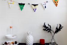 DIY colorful Halloween bunting flags for a kids’ party
