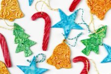 DIY bright watercolor clay Christmas ornaments