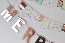 DIY watercolor Christmas garland with glitter touches