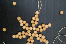 DIY wooden bead snowflake ornaments for Christmas