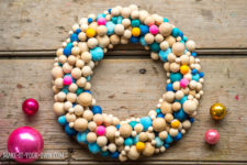 DIY bright wooden bead Christmas wreath