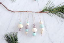DIY pastel wooden bead Christmas ornaments