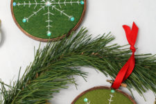 DIY bright snowflake Christmas ornaments with beading