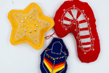 DIY cookie cutter embroidered Christmas ornaments