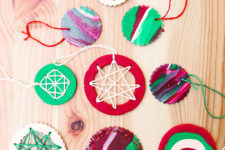 DIY modern embroidered Christmas ornaments of polymer clay