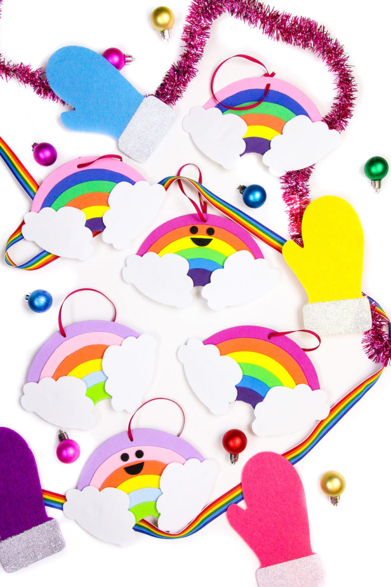 DIY super colorful rainbow Christmas ornaments (via briteandbubbly.com)