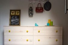 07 a light-colored double Tarva dresser with yellow knobs, framing and legs is a fun idea with a touch of color and is easy to realize