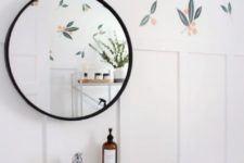 07 fun citrus printed wallpaper will enliven your small and neutral bathroom giving it a character