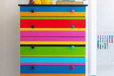 15 a super colorful and bright striped Tarva dresser with bold knobs is a fantastic idea for adding color