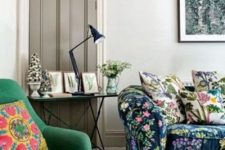 a sofa with floral upholstery could be highlight of any room