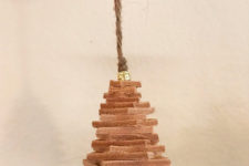 DIY leather Christmas tree ornament with a shiny bead