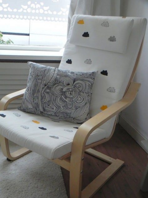 an IKEA Poang chair hacked with stamping – welcome to the cloud nine