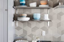 17 chic grey geometric tiles will raise your kitchen backsplash to a new level