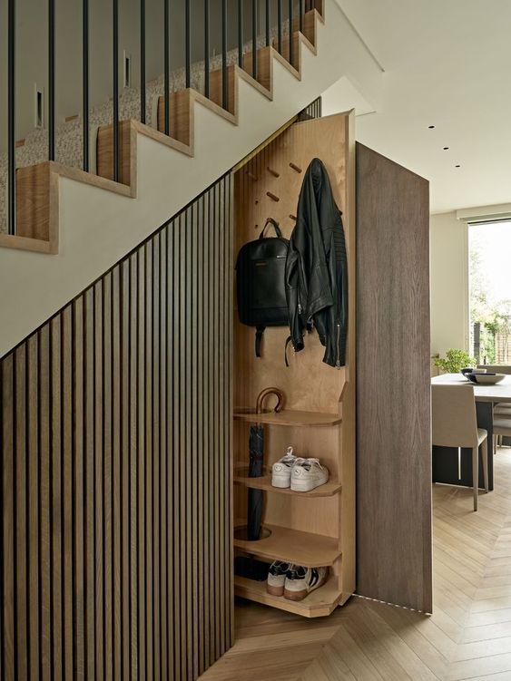 a staircase with large drawers is a stylish and functional addition to the space, you may rock them anytime