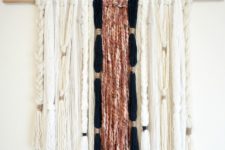 DIY modern boho yarn wall hanging with braids