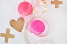 DIY colorful glitter Valentine ornaments with patterns