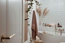 a cozy boho bathroom design