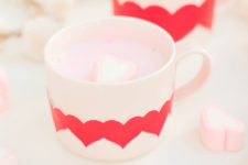 DIY Valentine’s Day mug with a heart line wrap
