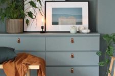 03 a blue Malm dresser hack with leather pulls is a gorgeous idea for a boho space, and leather adds texture
