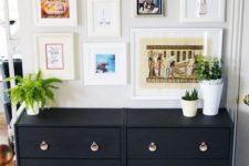08 double IKEA Rast dresser in black with whimsy handles and matching legs for a stylish mid-century modern space