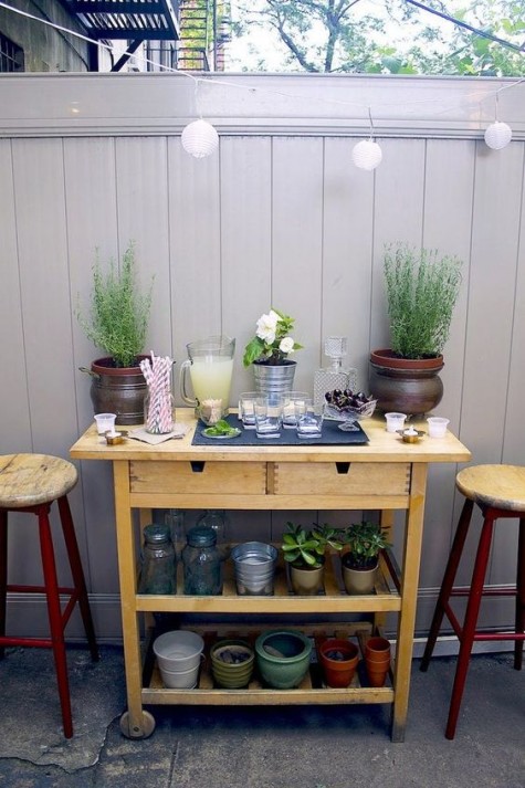 use your IKEA Forhoja cart as a simple outdoor or indoor bar, hack it or leave it as it is