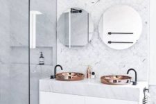 09 exquisite marble fishscale tiles make the sink area stand out and give a texture to the space